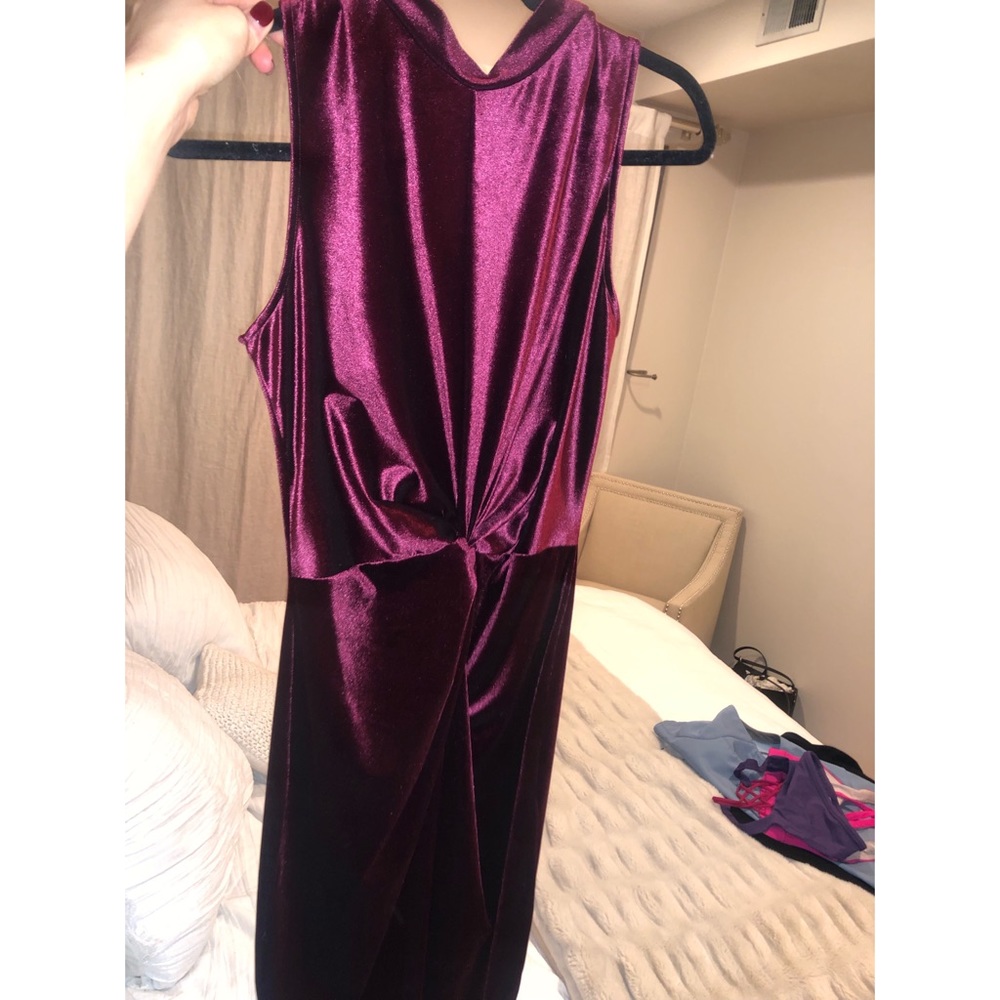 Aqua Tie Front Velvet Dress